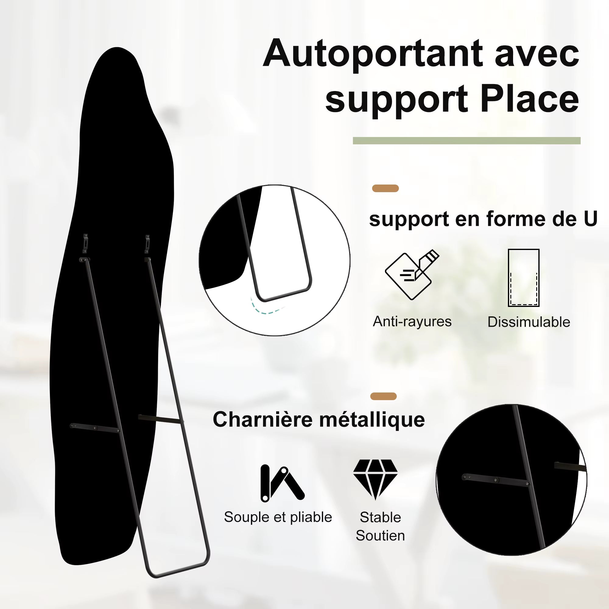 Miroir sur Pied Asymétrique