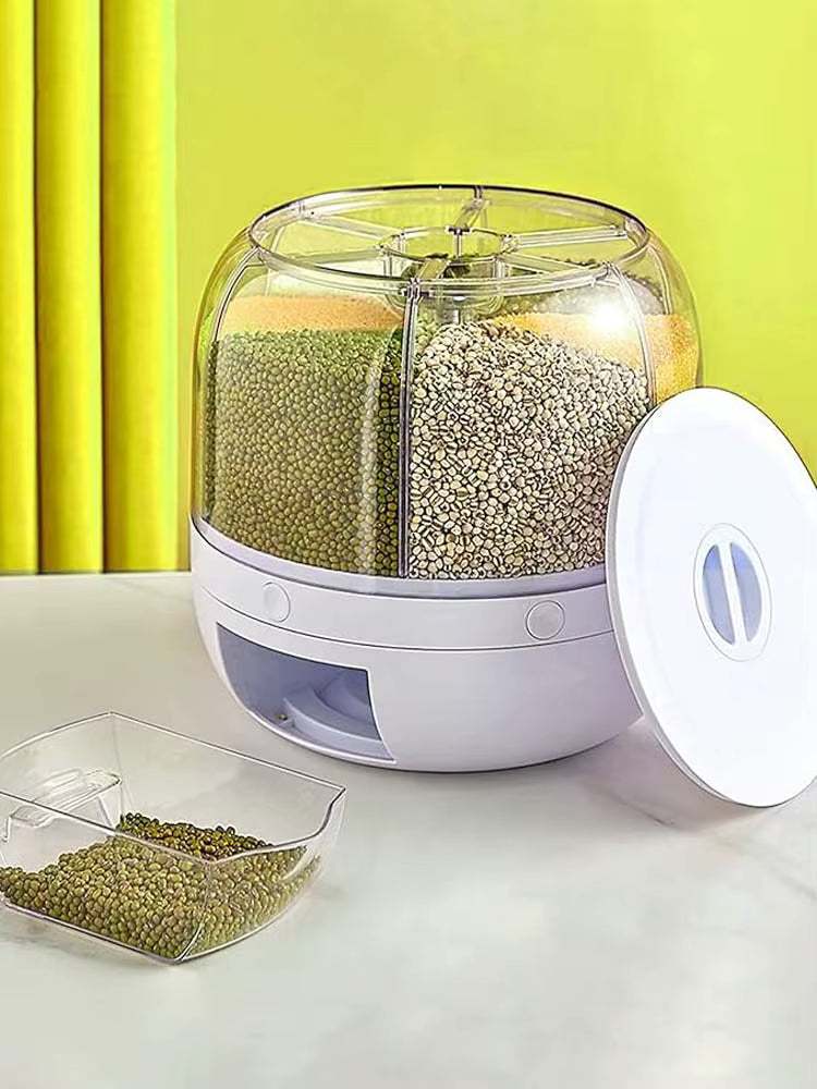Distributeur de Céréales Pâtes et Riz Rotatif à 6 Compartiments