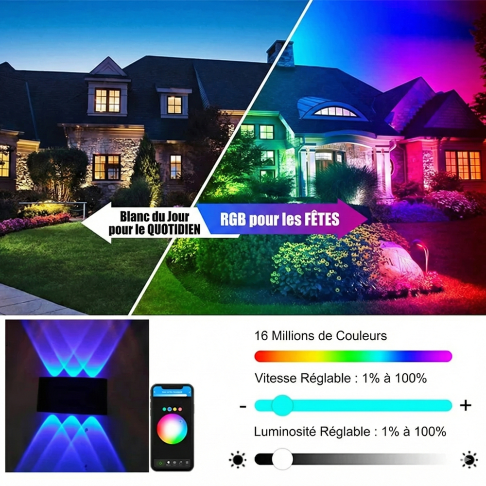 Applique Murale Connectée Alexa LED RGB - Noir 8W