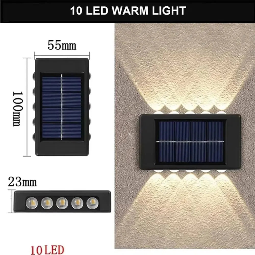 Applique Murale Extérieur Solaire Double Faisceau Haut Bas - 10LED