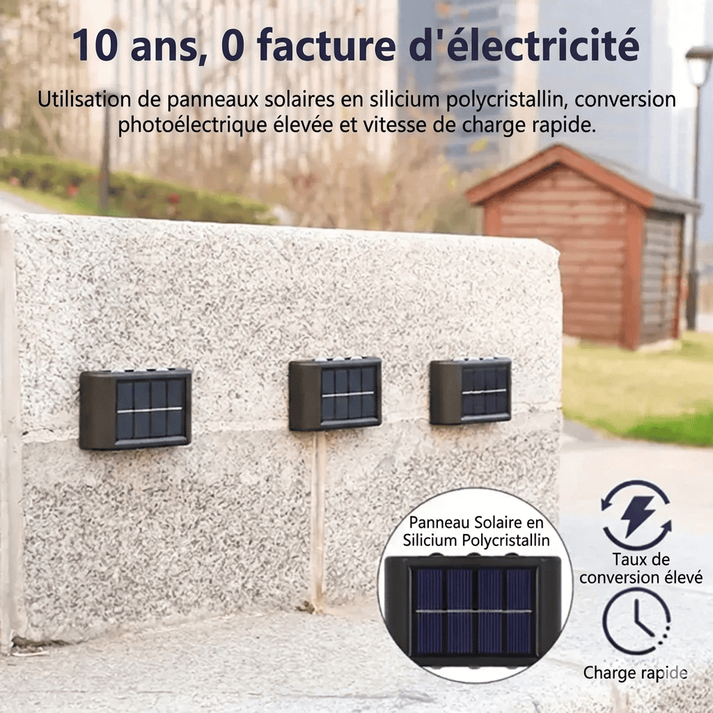 Applique Murale Extérieur Solaire Double Faisceau Haut Bas - 12LED