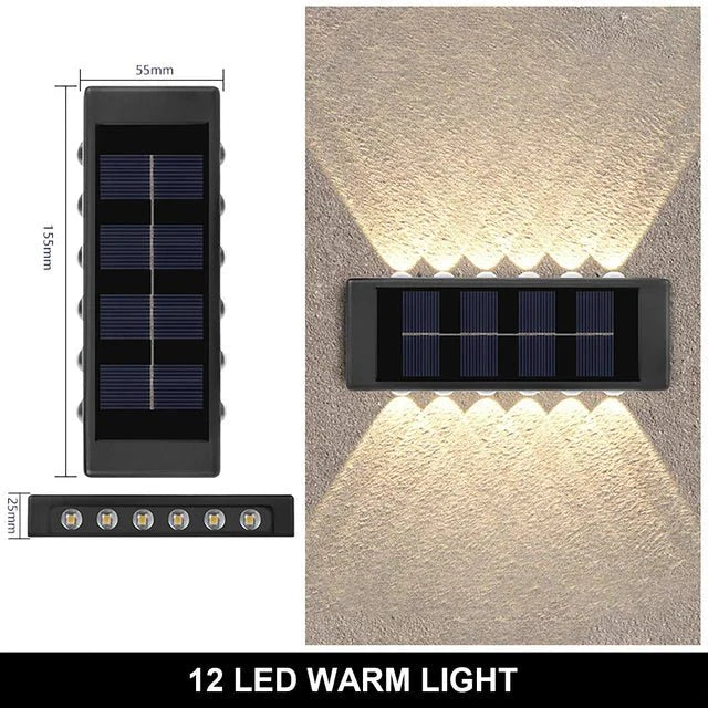 Applique Murale Extérieur Solaire Double Faisceau Haut Bas - 12LED