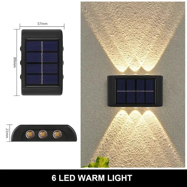 Applique Murale Extérieur Solaire Double Faisceau Haut Bas - 6LED