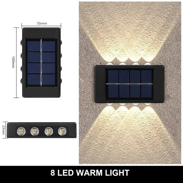 Applique Murale Extérieur Solaire Double Faisceau Haut Bas - 8LED