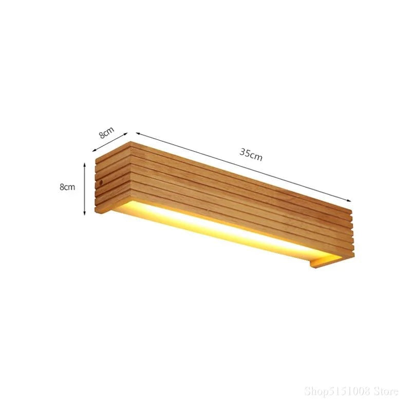 Applique Murale LED Bois Rectangulaire Style Japonais - 35 cm