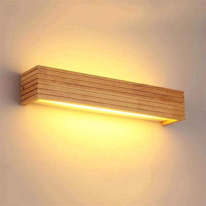 Applique Murale LED Bois Rectangulaire Style Japonais - 45 cm