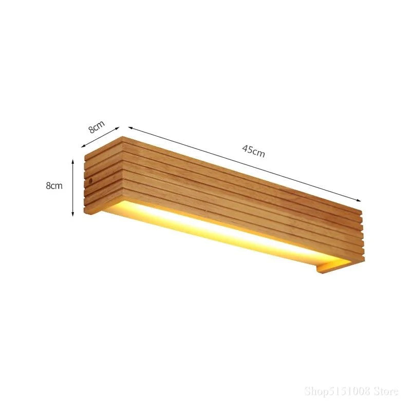 Applique Murale LED Bois Rectangulaire Style Japonais - 45 cm
