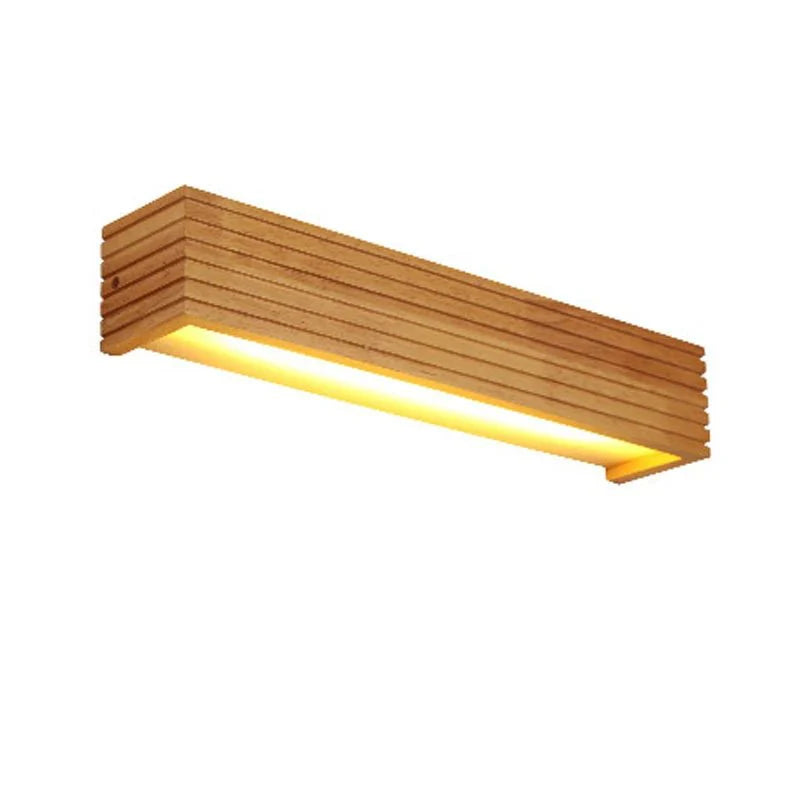 Applique Murale LED Bois Rectangulaire Style Japonais - 45 cm