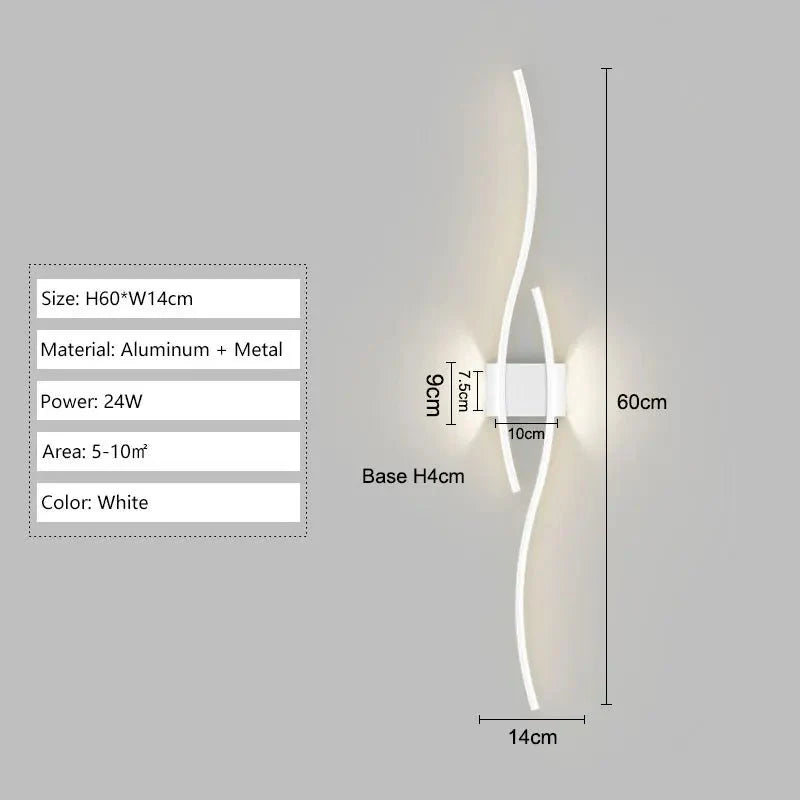 Applique Murale LED Design Double Vague - Blanc 60cm
