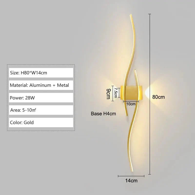 Applique Murale LED Design Double Vague - Doré 80cm
