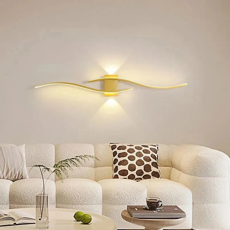 Applique Murale LED Design Double Vague - Noir 60cm