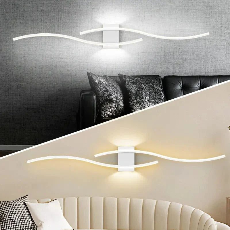 Applique Murale LED Design Double Vague - Noir 60cm