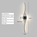 Applique Murale LED Design Double Vague - Noir 60cm