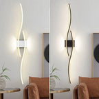 Applique Murale LED Design Double Vague - Noir 60cm