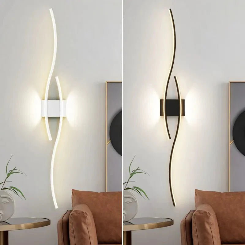 Applique Murale LED Design Double Vague - Noir 60cm