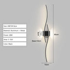 Applique Murale LED Design Double Vague - Noir 80cm