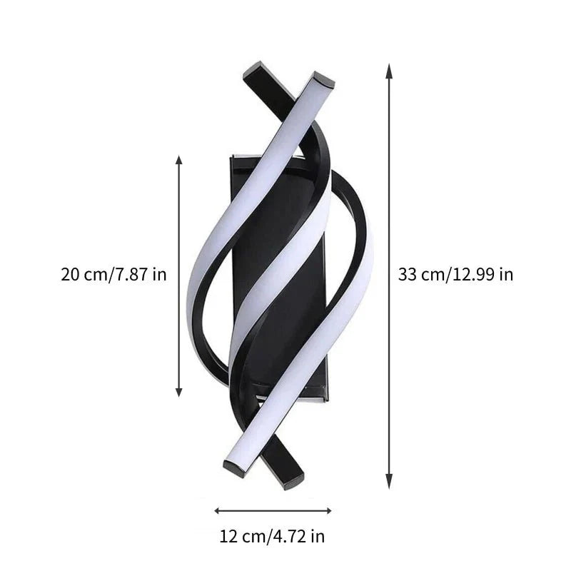 Applique Murale LED Design Ondulé Spirale - Noir