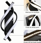 Applique Murale LED Design Ondulé Spirale - Noir