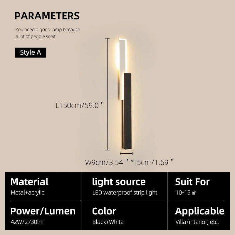Applique Murale LED Longue Moderne - 150 X 9 X 5cm Modèle A