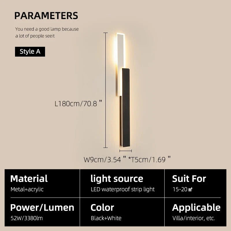 Applique Murale LED Longue Moderne - 180 X 9 X 5cm Modèle A