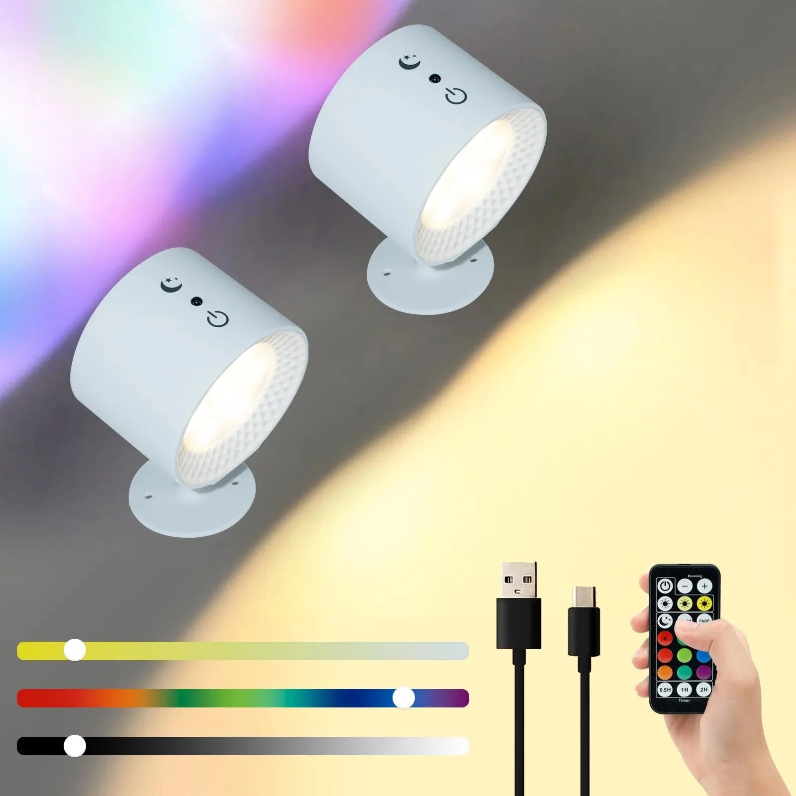 Applique Murale Led sans Fil RGB - Blanc