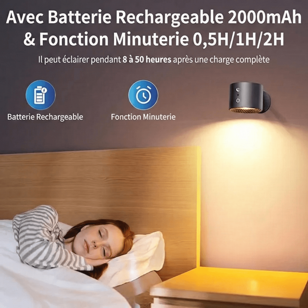 Applique Murale Led sans Fil RGB - Noir