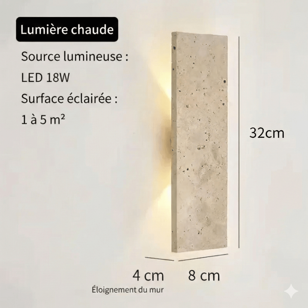 Applique Murale Rectangulaire en Pierre Naturelle - 32cm