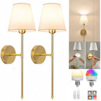 Applique Murale Sans Fil avec Abat - Jour - Lot de 2 - Couleur dorée