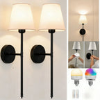 Applique Murale Sans Fil avec Abat - Jour - Lot de 2 - Couleur Noir