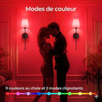 Applique Murale Sans Fil avec Abat - Jour - Lot de 2 - Couleur Noir