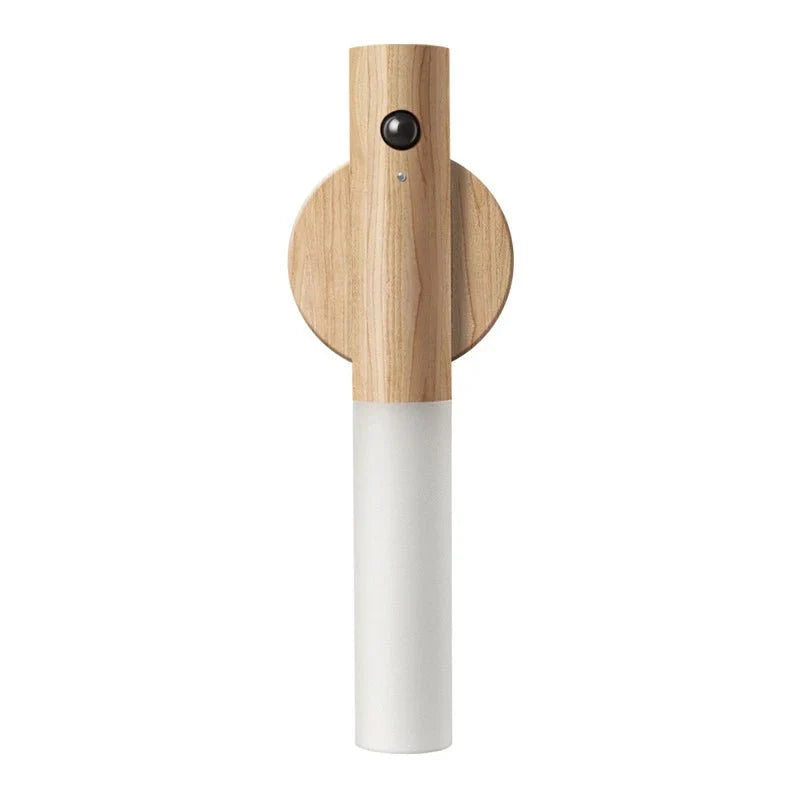 Applique Murale Sans Fil Détachable Bois avec Detecteur de Mouvement - Marron clair