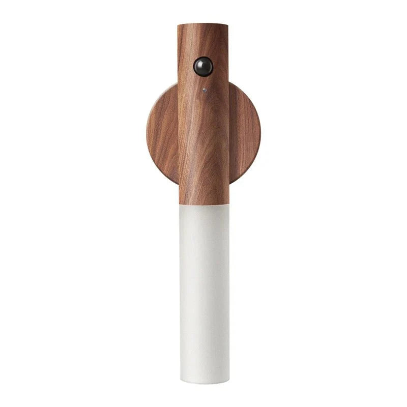 Applique Murale Sans Fil Détachable Bois avec Detecteur de Mouvement - Marron clair