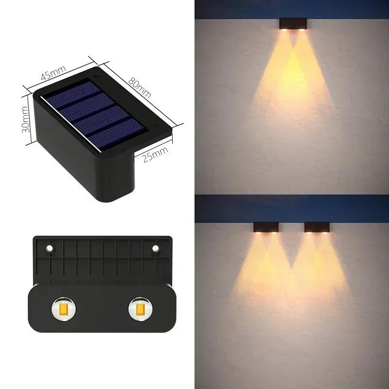 Applique Murale Solaire Faisceau vers le Bas - Lumière blanche chaude - 2LED