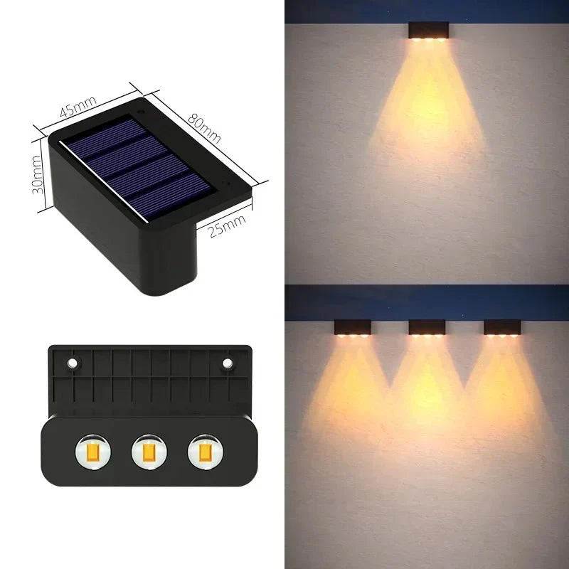 Applique Murale Solaire Faisceau vers le Bas - Lumière blanche chaude - 3LED