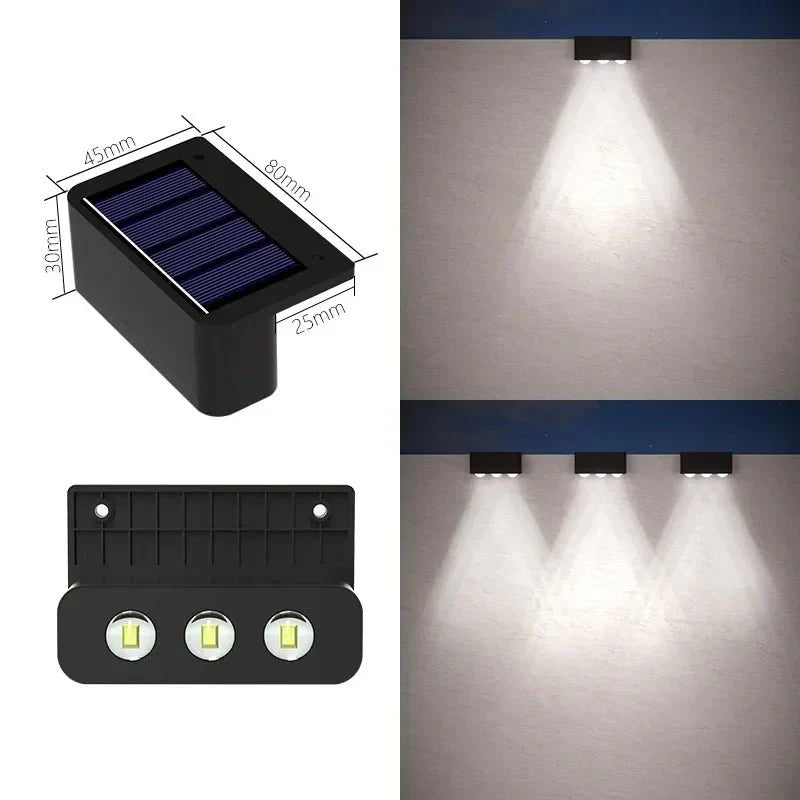 Applique Murale Solaire Faisceau vers le Bas - Lumière blanche froide - 3LED