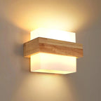 Applique Murale Verre Dépoli et Support Bois -