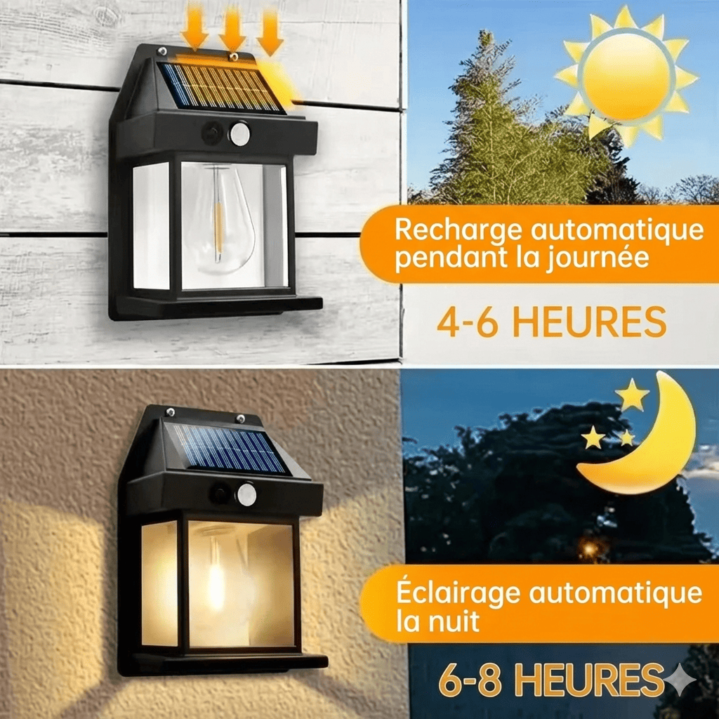 Applique Solaire Murale Style Vintage - Noir
