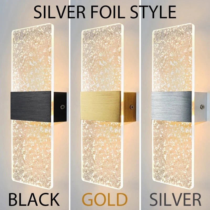 Appliques Murales LED Acrylique et Doré - Modèle Feuille Argentée