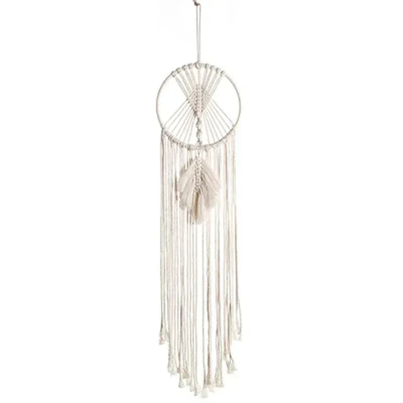 Attrape - rêve Macramé Minimaliste Beige Coton -