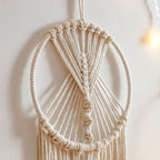 Attrape - rêve Macramé Minimaliste Beige Coton -