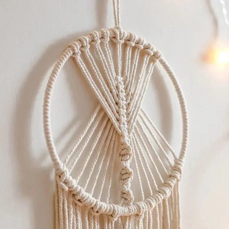 Attrape - rêve Macramé Minimaliste Beige Coton -