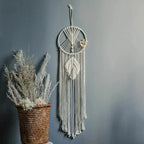 Attrape - rêve Macramé Minimaliste Beige Coton -