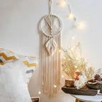 Attrape - rêve Macramé Minimaliste Beige Coton -