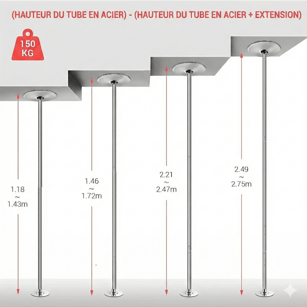 Barre de Pole Dance Sans Fixation Plafond -