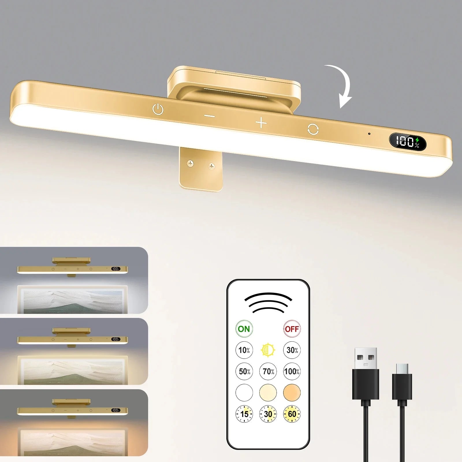 Barre Lumineuse LED Sans Fil - Dorée