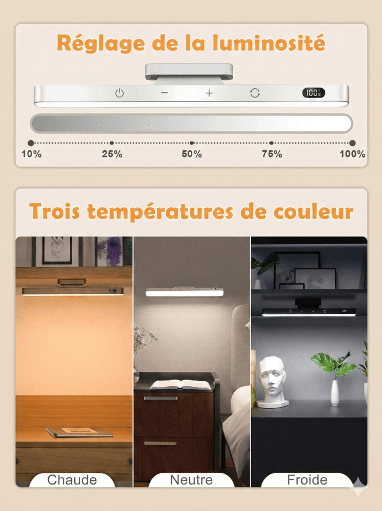 Barre Lumineuse LED Sans Fil - Dorée