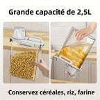 Boîte de Conservation Hermétique 2,5L pour Riz et Céréales avec Verre Doseur - 