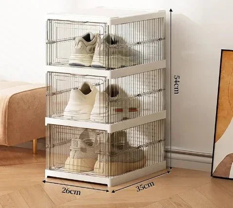 Boite Rangement Chaussures - 3 Étages - Clair