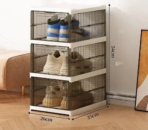 Boite Rangement Chaussures - 3 Étages - Foncé