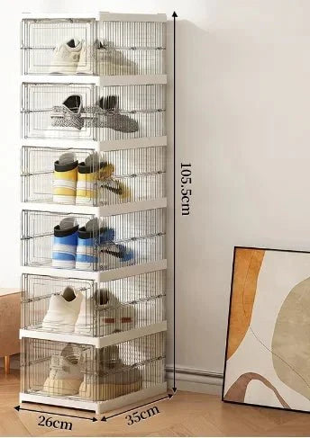 Boite Rangement Chaussures - 6 Étages - Clair